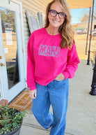 MAHJ Embroidered Sweatshirt - Heliconia - Embroidered Sweatshirt - Jimberly's Boutique - Olive Branch - Mississippi