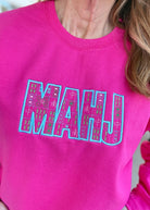 MAHJ Embroidered Sweatshirt - Heliconia - Embroidered Sweatshirt - Jimberly's Boutique - Olive Branch - Mississippi