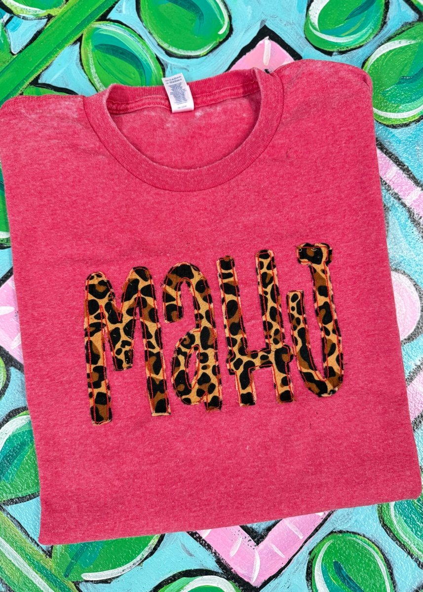 MAHJ Leopard Acid Wash Applique Tshirt - Tshirt - Jimberly's Boutique - Olive Branch - Mississippi