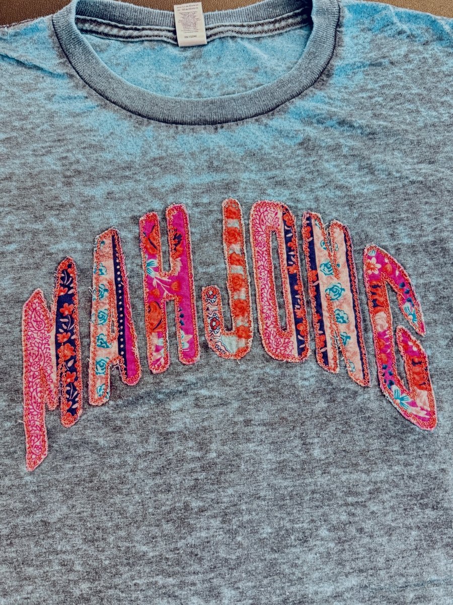MAHJONG Acid Wash Applique Tshirt - Tshirt - Jimberly's Boutique - Olive Branch - Mississippi
