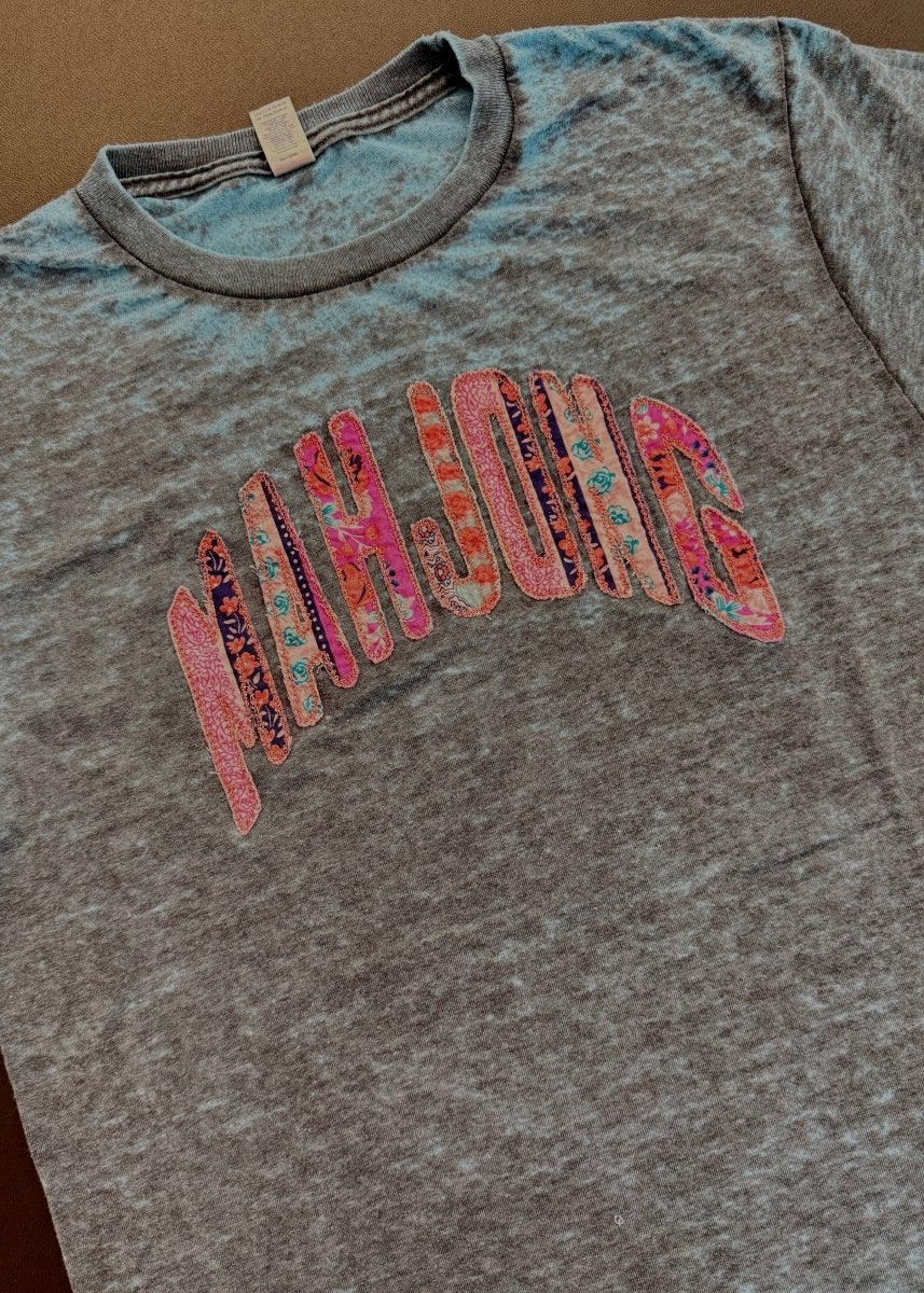 MAHJONG Acid Wash Applique Tshirt - Tshirt - Jimberly's Boutique - Olive Branch - Mississippi