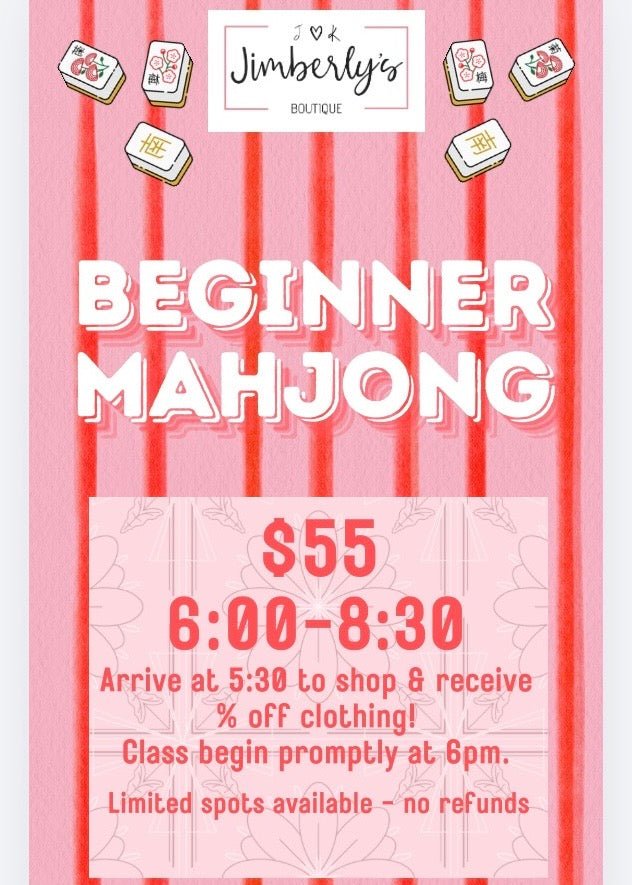 Mahjong - Beginner Class - Mahjong Beginner - Jimberly's Boutique - Olive Branch - Mississippi