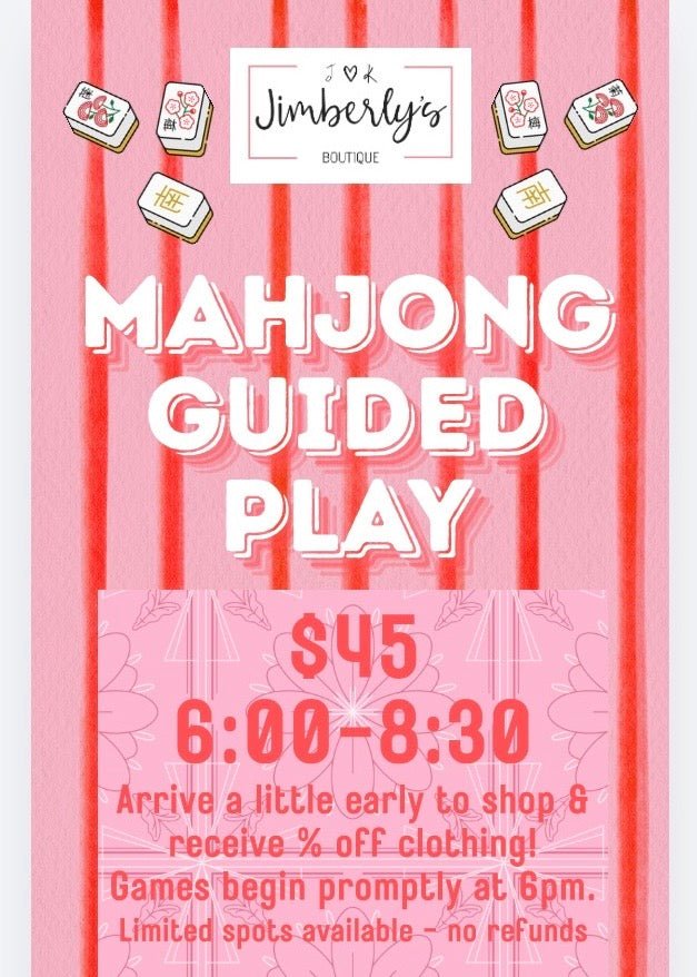Mahjong Guided Play Night - multiple dates available - Mahjong Class - Jimberly's Boutique - Olive Branch - Mississippi