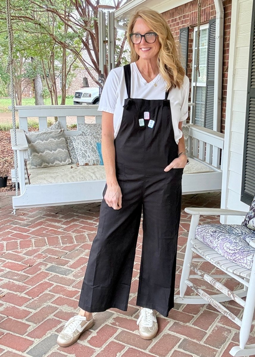 Mahjong Knot Strap Overalls - Black - overalls -Jimberly's Boutique-Olive Branch-Mississippi