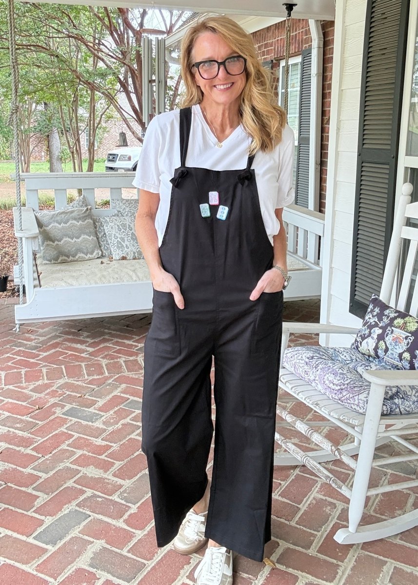 Mahjong Knot Strap Overalls - Black - overalls -Jimberly's Boutique-Olive Branch-Mississippi