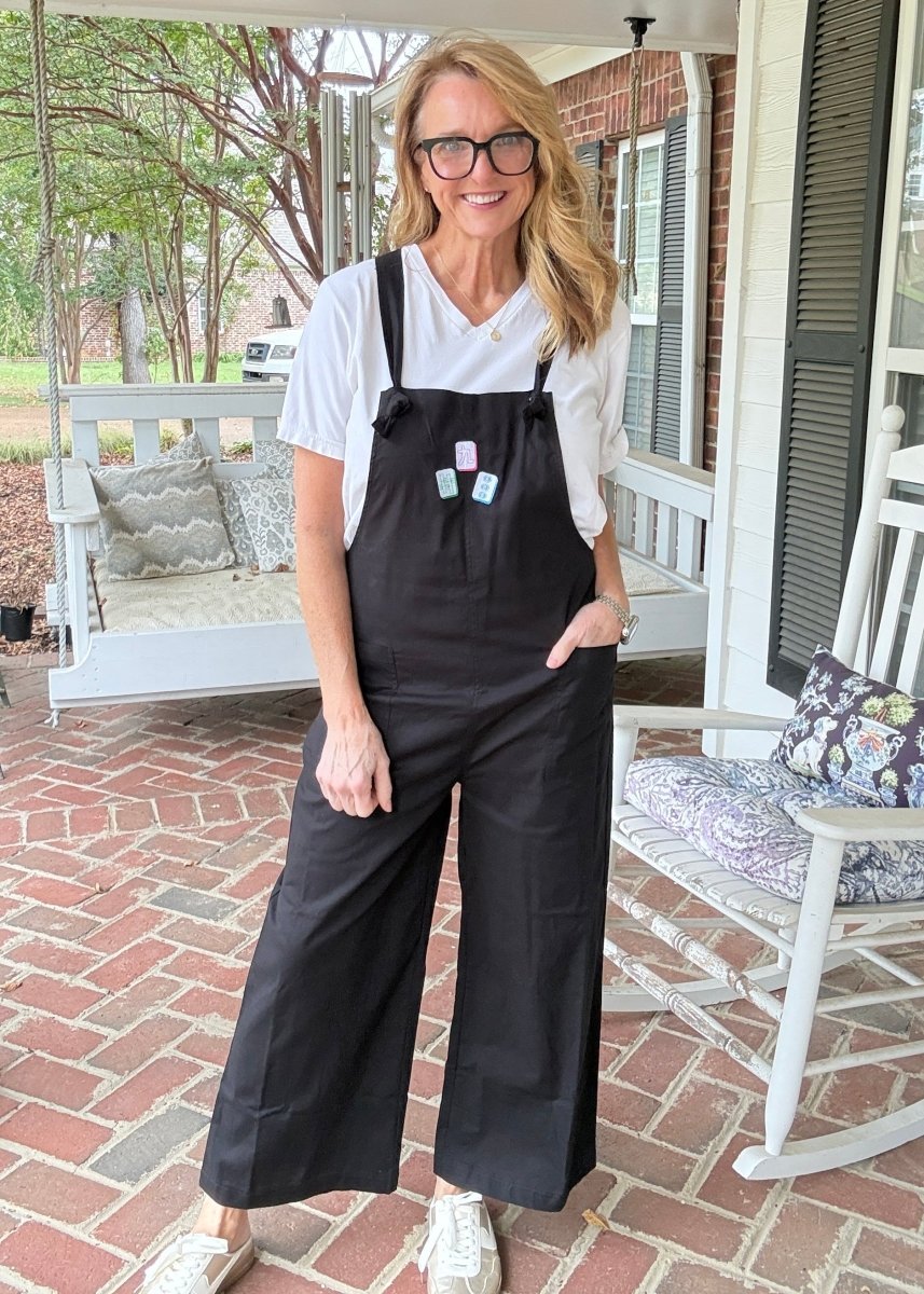 Mahjong Knot Strap Overalls - Black - overalls -Jimberly's Boutique-Olive Branch-Mississippi