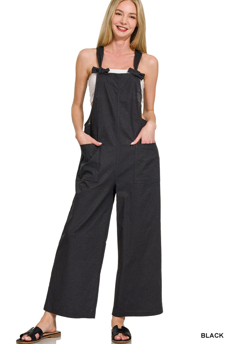 Mahjong Knot Strap Overalls - Black - overalls -Jimberly's Boutique-Olive Branch-Mississippi
