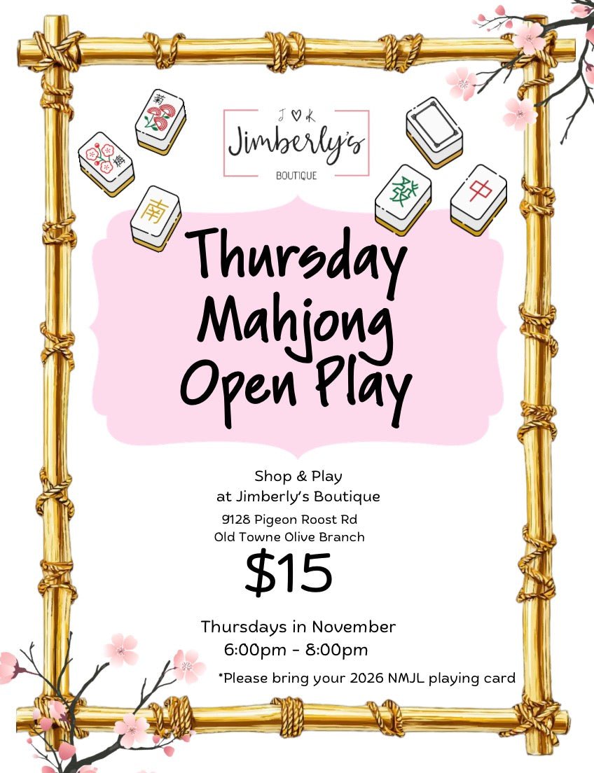 Mahjong Open Play | Thursday Nights in November - Mahjong Class -Jimberly's Boutique-Olive Branch-Mississippi