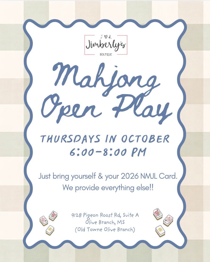 Mahjong Open Play | Thursday Nights in October - Mahjong Class -Jimberly's Boutique-Olive Branch-Mississippi