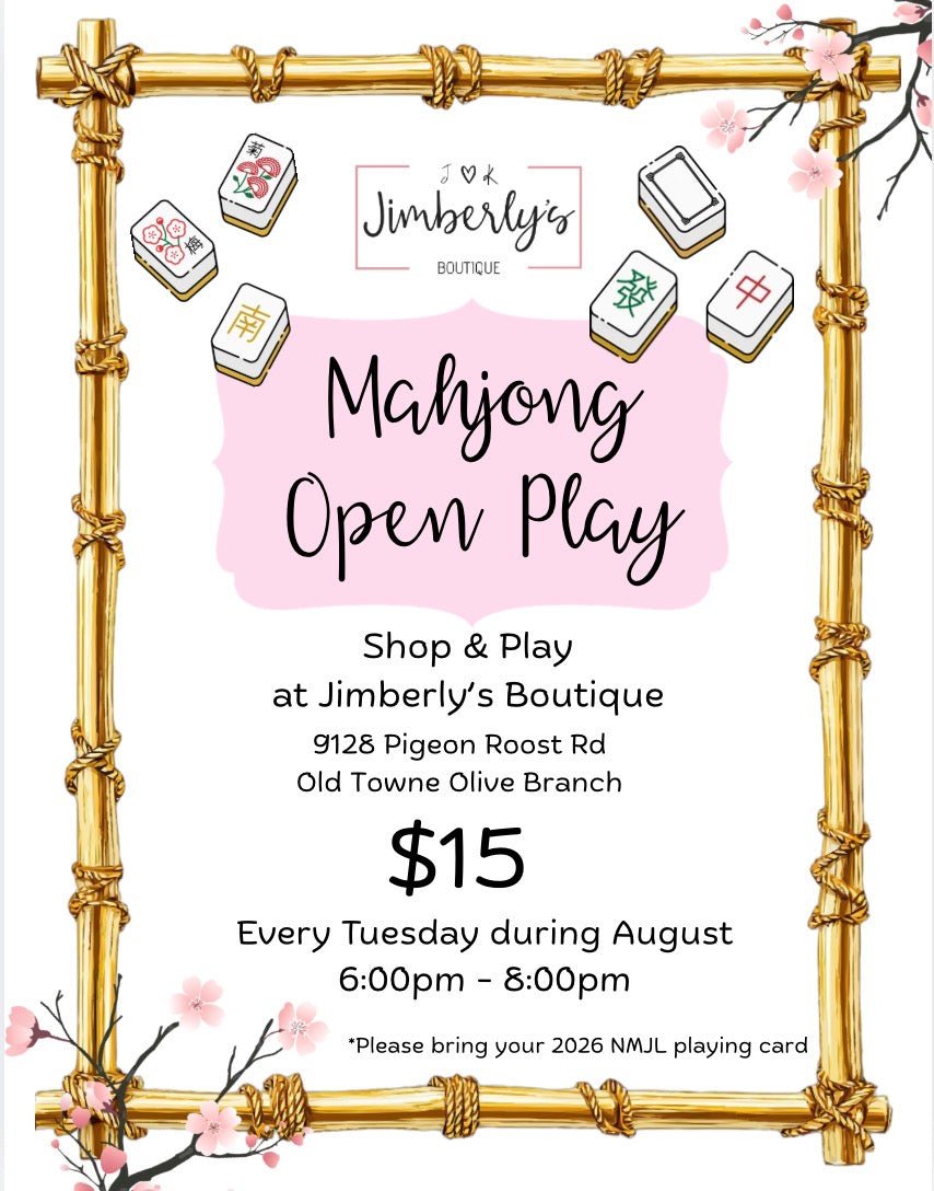 Mahjong Open Play | Tuesday Nights in August - Mahjong Class -Jimberly's Boutique-Olive Branch-Mississippi