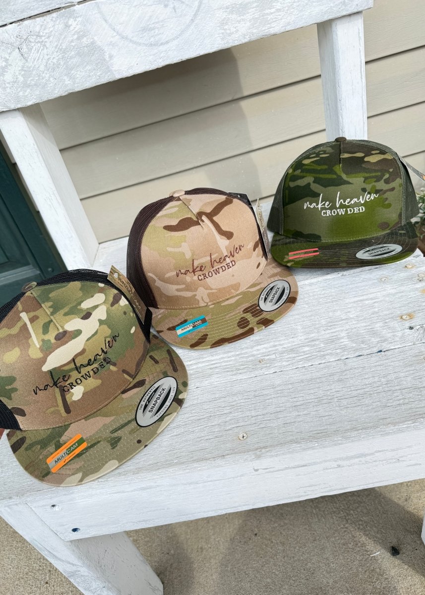 Make Heaven Crowded Camo Structured Trucker Cap/Hat - Trucker Cap - Jimberly's Boutique - Olive Branch - Mississippi