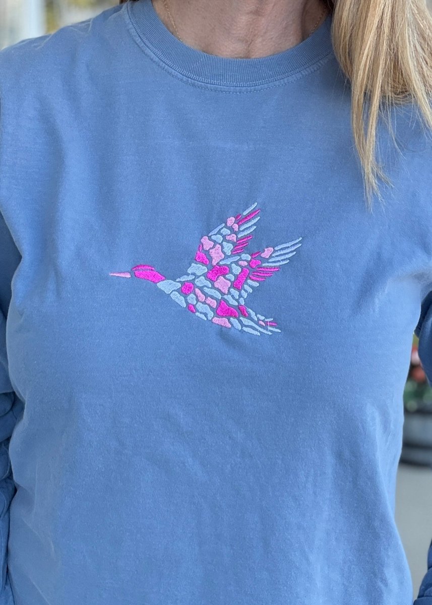 Mallard Embroidered LS Comfort Colors Tee - Embroidered Comfort Colors -Jimberly's Boutique-Olive Branch-Mississippi