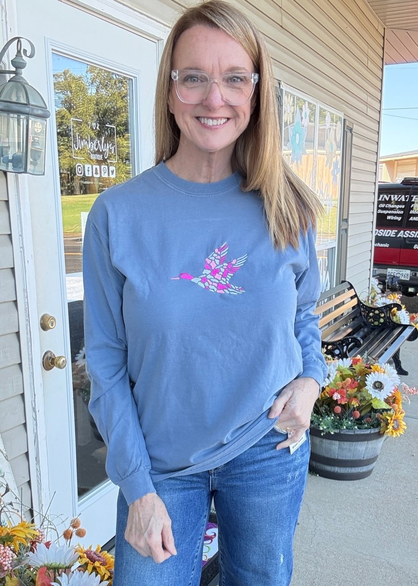 Mallard Embroidered LS Comfort Colors Tee - Embroidered Comfort Colors -Jimberly's Boutique-Olive Branch-Mississippi