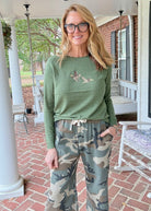 Mallard Embroidered Sweater - Olive Green - Jimberly's Boutique-Olive Branch-Mississippi