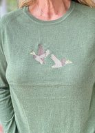 Mallard Embroidered Sweater - Olive Green - Jimberly's Boutique-Olive Branch-Mississippi
