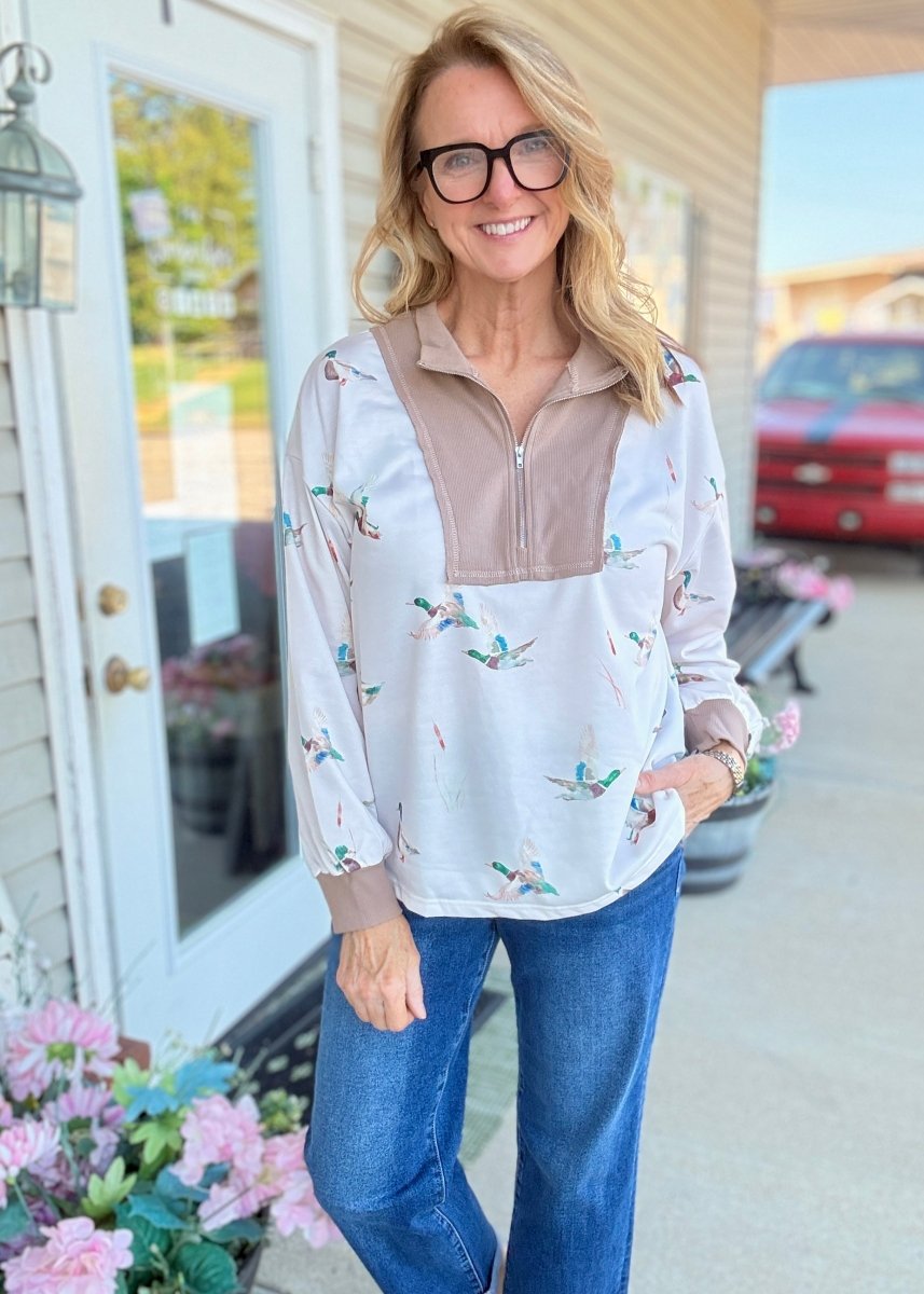 Mallard Print Tunic Top - Mallard Top -Jimberly's Boutique-Olive Branch-Mississippi
