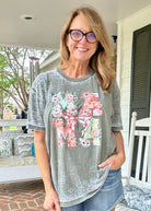 MAMA Floral with Bow Acid Wash Graphic T Shirt - Graphic Tee - Jimberly's Boutique - Olive Branch - Mississippi