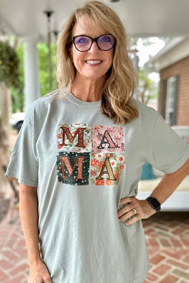 Mama Retro | Sage Comfort Colors | Graphic Tee - Comfort Colors Graphic Tee -Jimberly's Boutique-Olive Branch-Mississippi