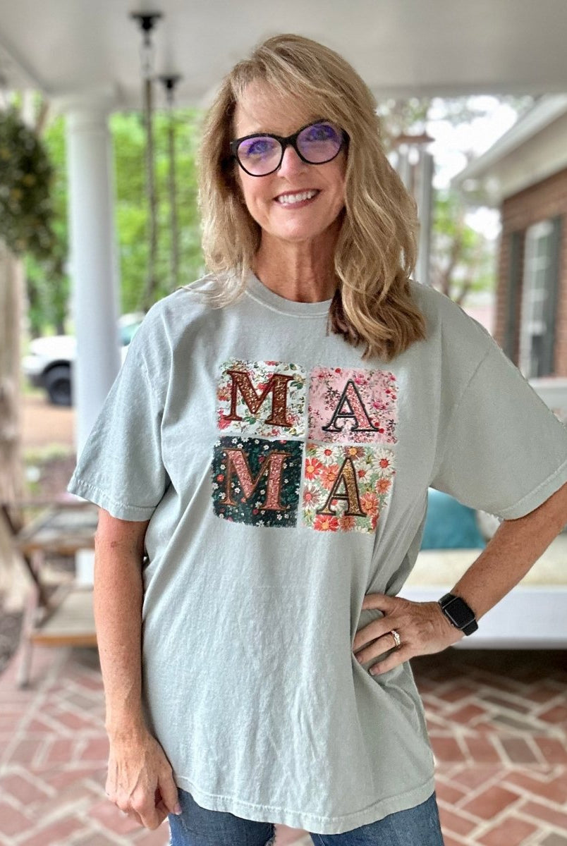 Mama Retro | Sage Comfort Colors | Graphic Tee - Comfort Colors Graphic Tee -Jimberly's Boutique-Olive Branch-Mississippi