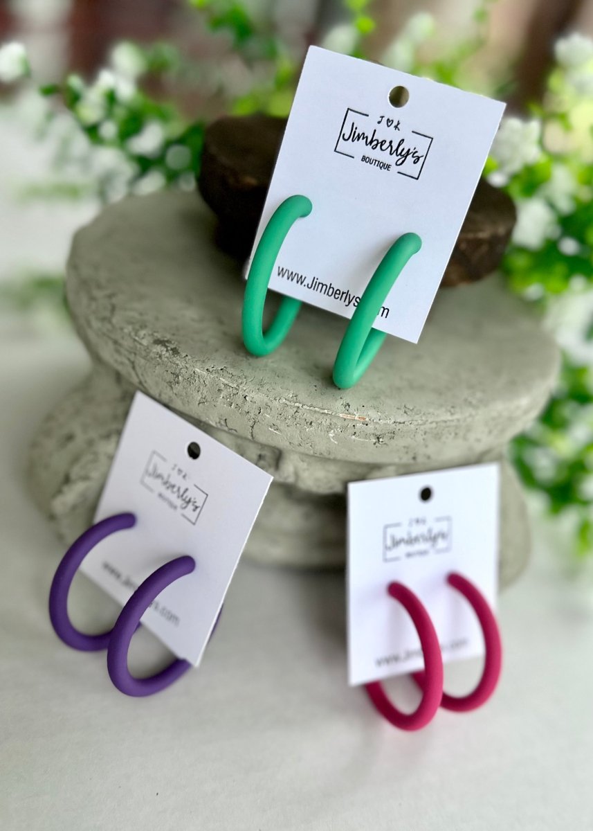 Matte Ring Open Hoop Earrings - earrings -Jimberly's Boutique-Olive Branch-Mississippi