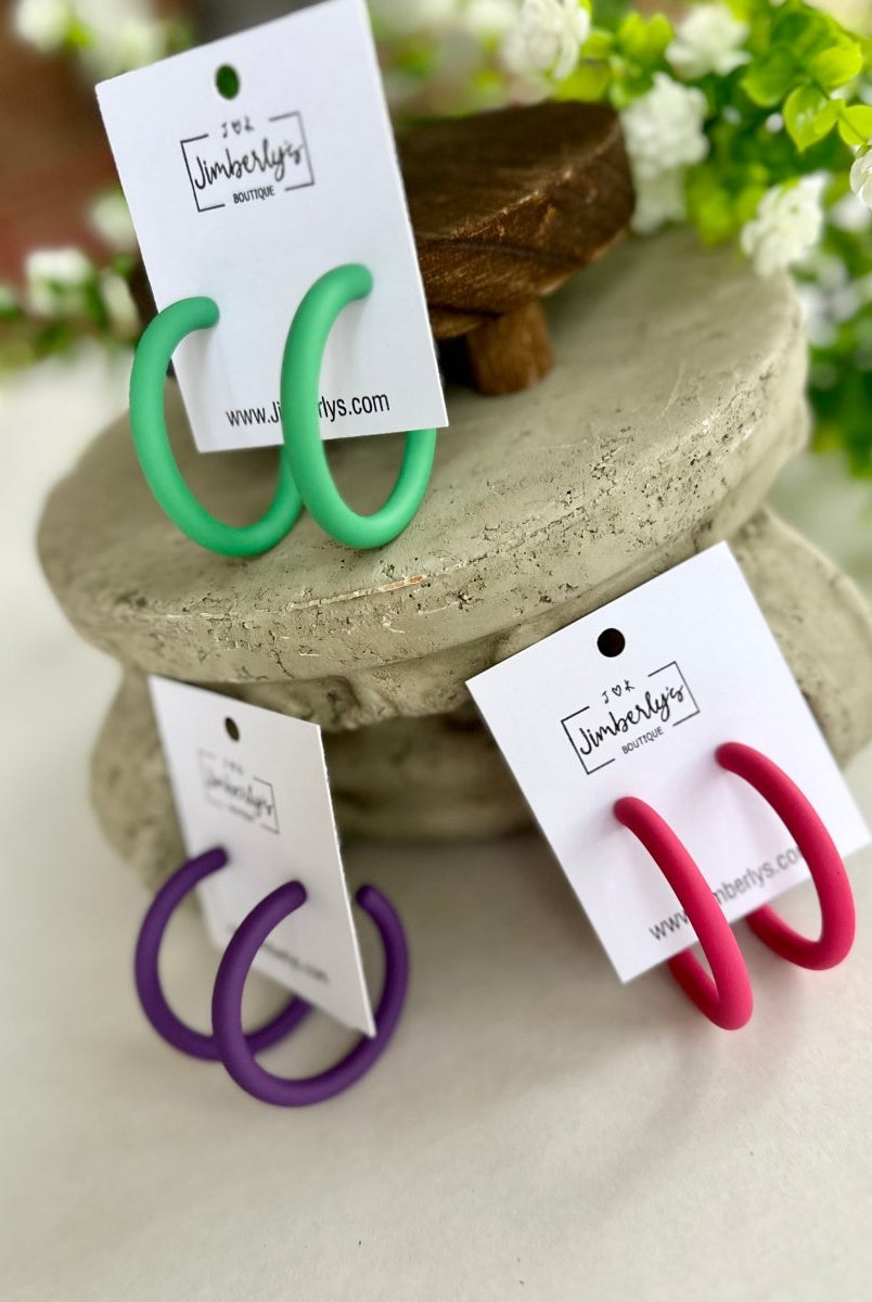 Matte Ring Open Hoop Earrings - earrings -Jimberly's Boutique-Olive Branch-Mississippi