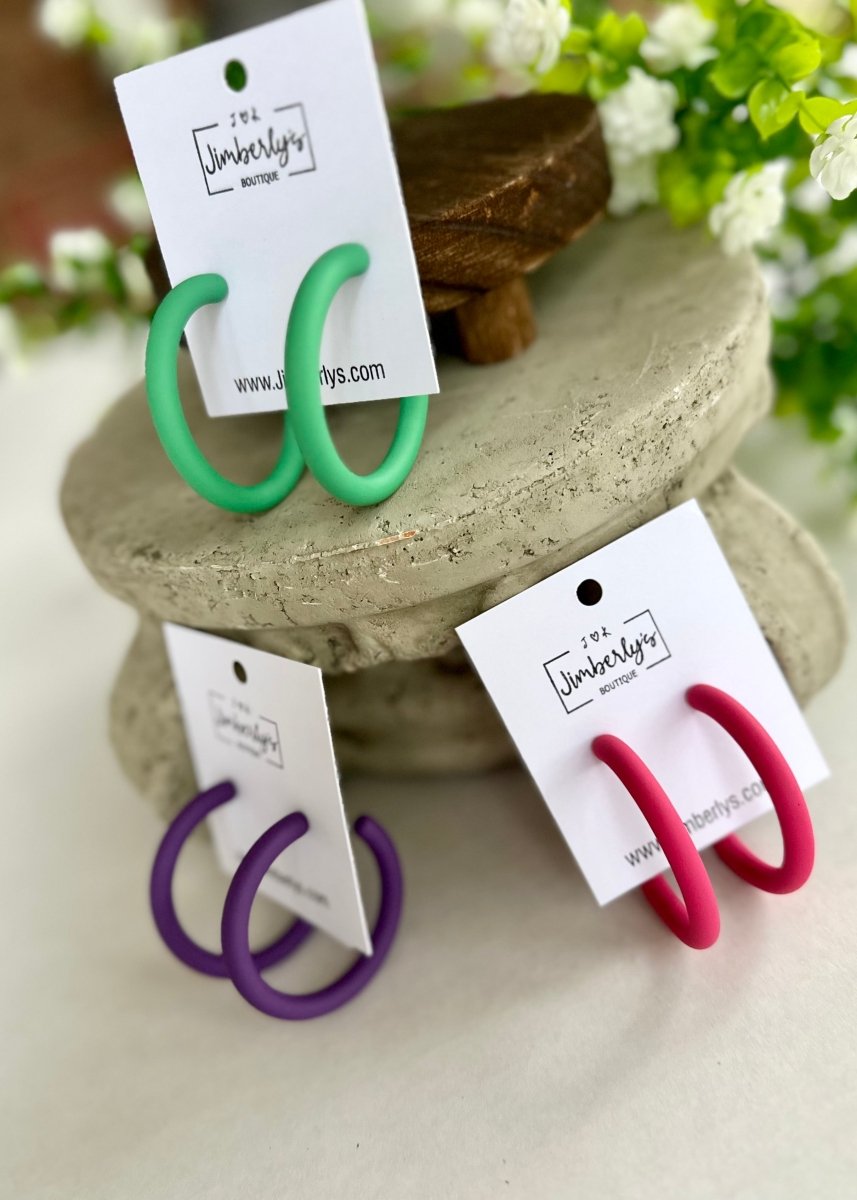 Matte Ring Open Hoop Earrings - earrings -Jimberly's Boutique-Olive Branch-Mississippi