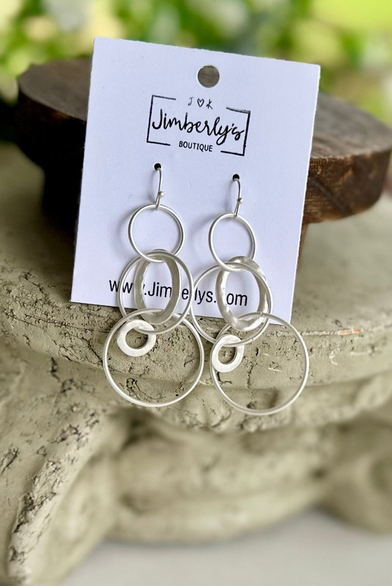 Matte Silver Loop De Loop Earrings - earrings -Jimberly's Boutique-Olive Branch-Mississippi