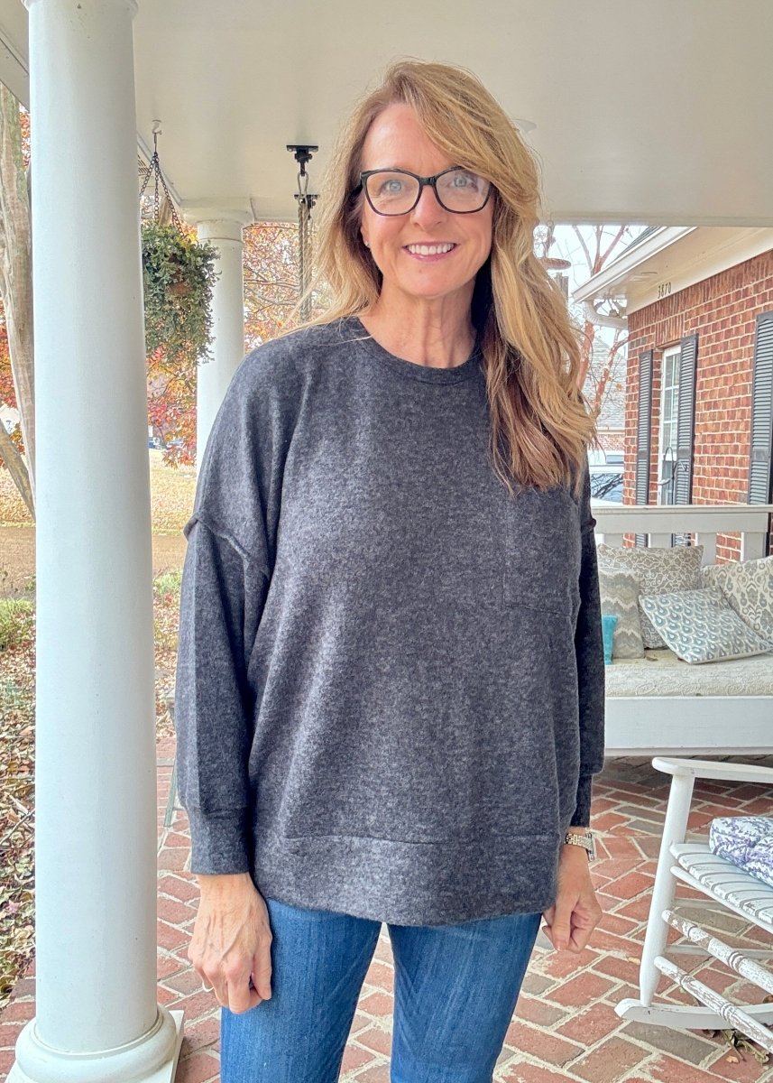 Melange Oversized Sweater - Black - sweater - Jimberly's Boutique - Olive Branch - Mississippi