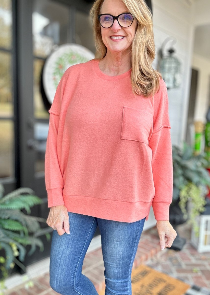 Melange Oversized Sweater - Coral - sweater - Jimberly's Boutique - Olive Branch - Mississippi