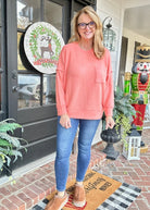 Melange Oversized Sweater - Coral - sweater - Jimberly's Boutique - Olive Branch - Mississippi