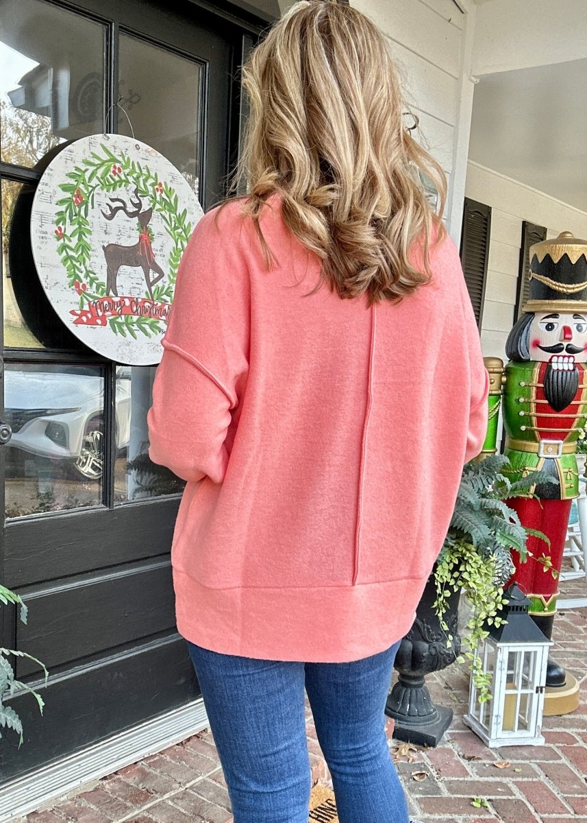Melange Oversized Sweater - Coral - sweater - Jimberly's Boutique - Olive Branch - Mississippi