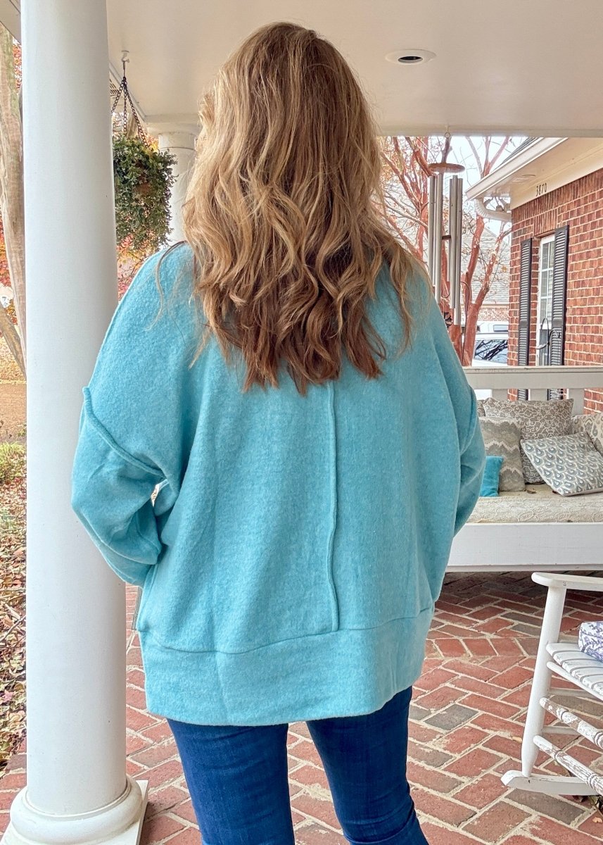 Melange Oversized Sweater - Dusty Teal - sweater - Jimberly's Boutique - Olive Branch - Mississippi