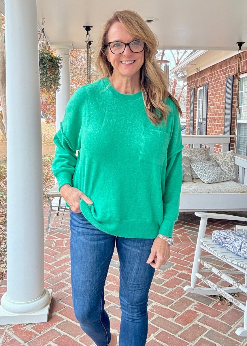 Melange Oversized Sweater - Kelly Green - sweater - Jimberly's Boutique - Olive Branch - Mississippi