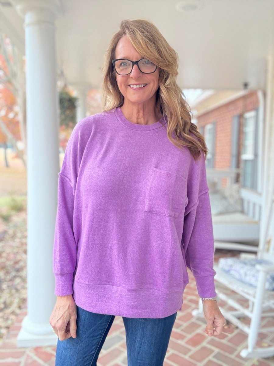 Melange Oversized Sweater - Violet - sweater - Jimberly's Boutique - Olive Branch - Mississippi