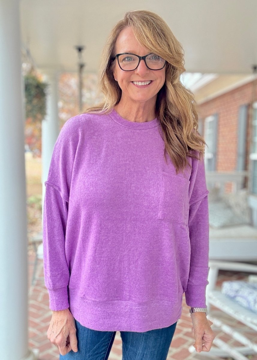 Melange Oversized Sweater - Violet - sweater - Jimberly's Boutique - Olive Branch - Mississippi