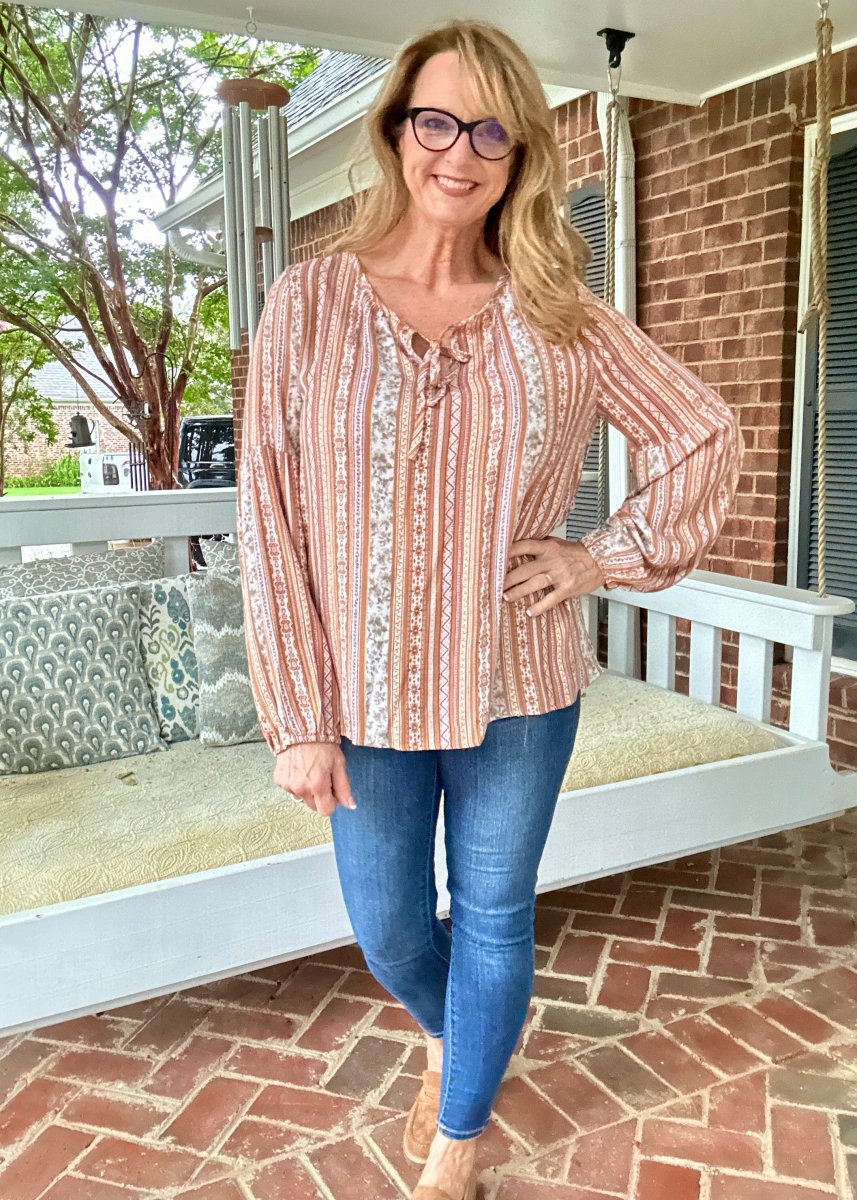 Memorable Moment Long Sleeve Top - Light Rust - Shirts & Tops - Jimberly's Boutique - Olive Branch - Mississippi