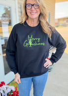 Merry Grinchmas Embroidered Sweatshirt - Black - Grinch Sweatshirt - Jimberly's Boutique - Olive Branch - Mississippi