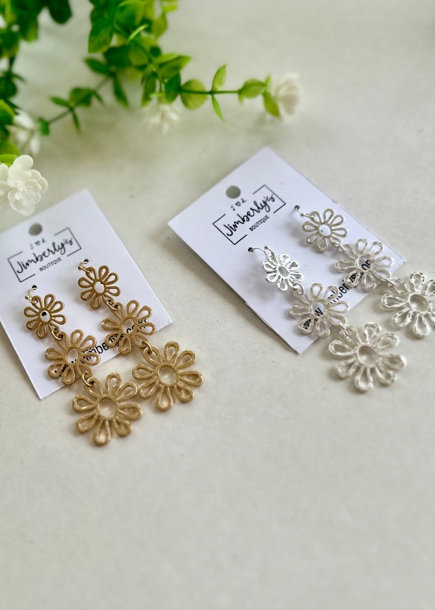 Metal Floral Cut Out Drop Earrings - earrings -Jimberly's Boutique-Olive Branch-Mississippi