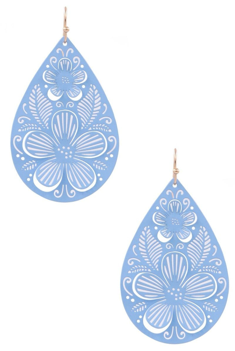 Metal Floral Cut Out Teardrop Earrings - -Jimberly's Boutique-Olive Branch-Mississippi