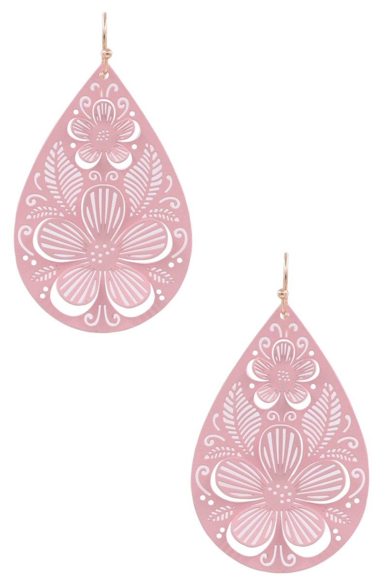 Metal Floral Cut Out Teardrop Earrings - -Jimberly's Boutique-Olive Branch-Mississippi