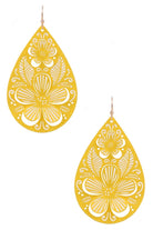 Metal Floral Cut Out Teardrop Earrings - -Jimberly's Boutique-Olive Branch-Mississippi