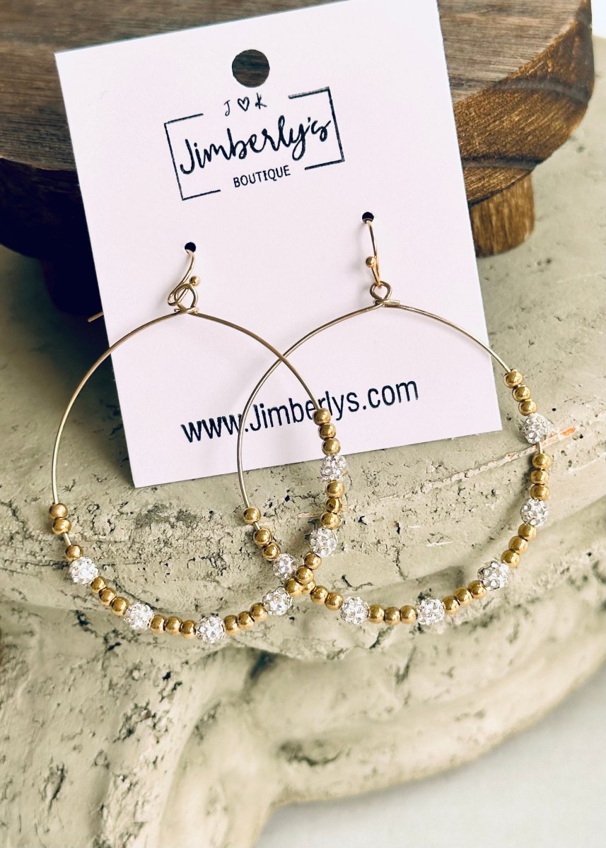 Metal Paveball Hoop Earrings - earrings -Jimberly's Boutique-Olive Branch-Mississippi