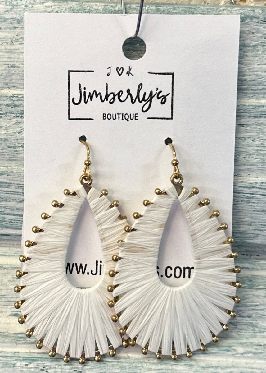 Metal Raffia Teardrop Earrings - earrings -Jimberly's Boutique-Olive Branch-Mississippi