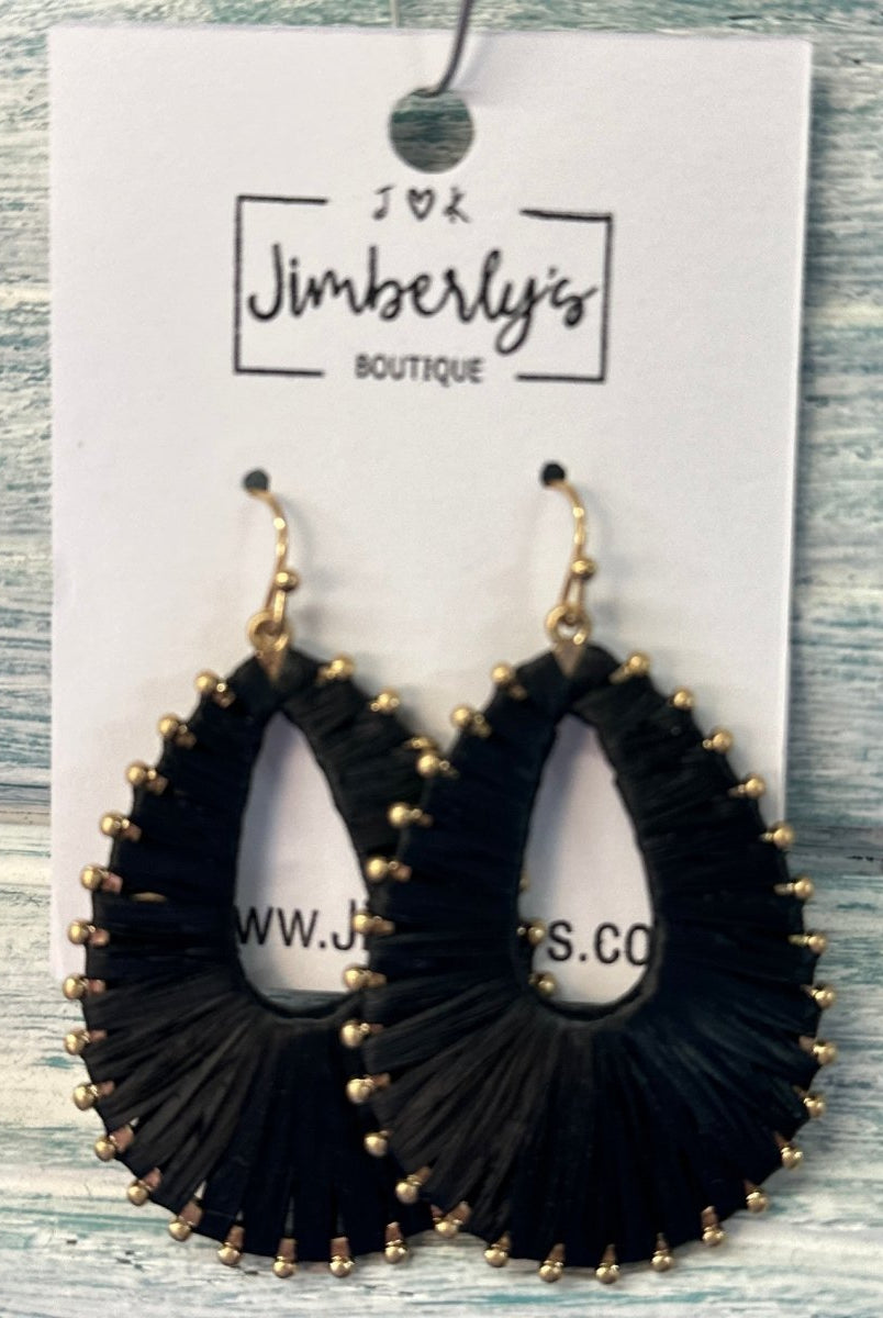 Metal Raffia Teardrop Earrings - earrings -Jimberly's Boutique-Olive Branch-Mississippi