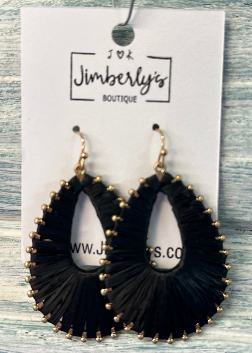 Metal Raffia Teardrop Earrings - earrings -Jimberly's Boutique-Olive Branch-Mississippi