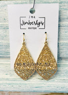Metal Teardrop Floral Cut Out Earrings - earrings -Jimberly's Boutique-Olive Branch-Mississippi