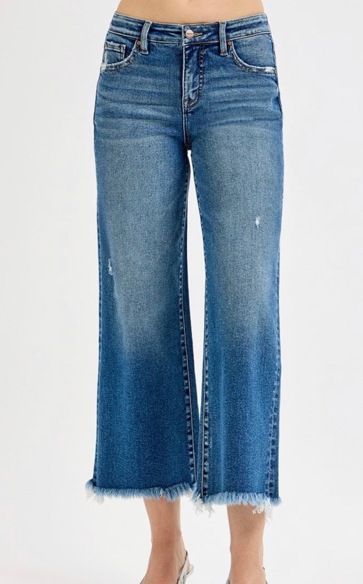 Mid Rise Crop Straight Jeans | Risen - Barrel Jeans/Pants -Jimberly's Boutique-Olive Branch-Mississippi