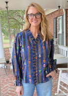Midnight Mix Striped Floral Print Top - Umgee Top -Jimberly's Boutique-Olive Branch-Mississippi