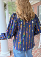 Midnight Mix Striped Floral Print Top - Umgee Top -Jimberly's Boutique-Olive Branch-Mississippi
