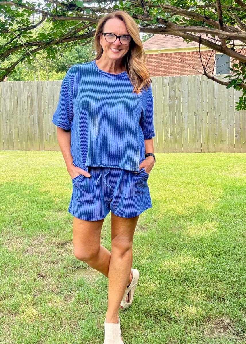 Mindy Ribbed Short Set - Classic Blue - short set - Jimberly's Boutique - Olive Branch - Mississippi